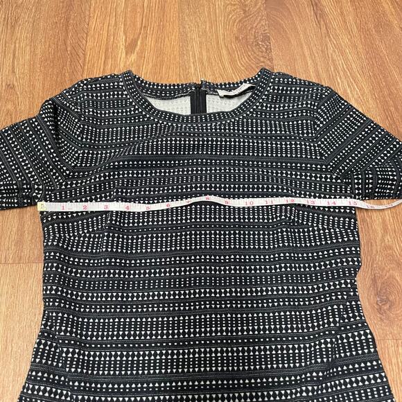 Ann Taylor LOFT Black White Textured Drop Waist Thick Dress XS Extra Small - Picture 8 of 8